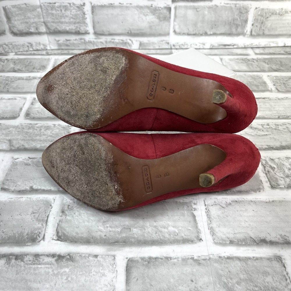 Coach Urban Women's Size 6 Red Suede Classic Pump Heels - Picture 6 of 15